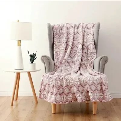 Decorative Plush Throw Blanket Super Soft Snuggle 50” X 60” Home Decor Geometric • $18