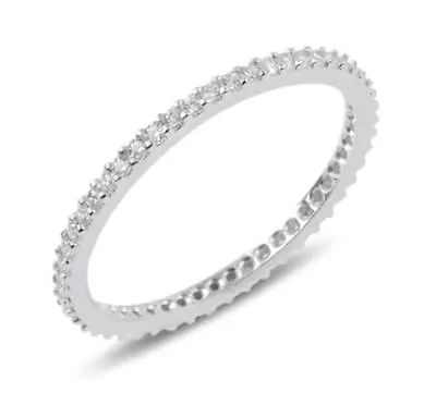 .30 CW Thin Round Cut CZ Stackable Eternity Wedding Band Ring 925 Silver Size 6 • $10.80