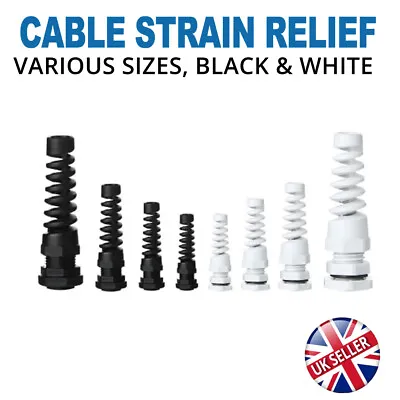 Strain Relief Gland Connector Black White Pvc Sleeved Cable Exit Wire Insert  • £1.98