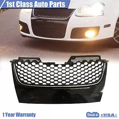 Main Upper Mesh Grille Black W/ Chrome Trim Fit For 06-09 VW MK5 JETTA/GLI/GTI • $45.39