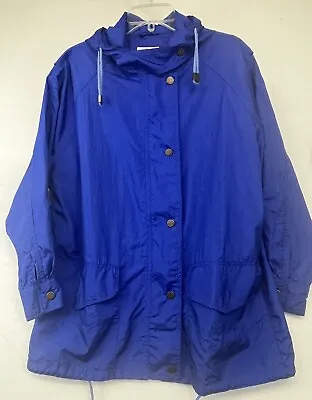 Vintage Talbots Woman’s Royal Blue Nylon Unlined Raincoat Size Med • $26.98