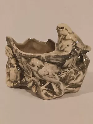 Vintage McCoy Pottery Planter Birds In Nest Green White • $18.99