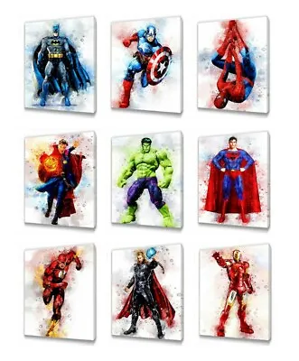 Marvel & Dc Super Heroes Characters Canvas Paint Splatter 9 Designs  3 Sizes • £3.99