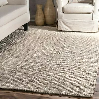 NuLOOM Handwoven Natural Fibers Ashli Solid Area Rug In Off White • $198.33