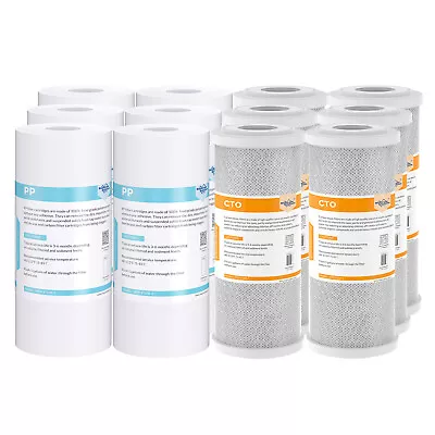 10  X 4.5  Activated Carbon Block Big Blue Sediment Water Filter Whole House Set • $120.64