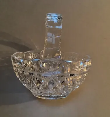 Vintage Bride's Basket Centerpiece Crystal Clear Lead Crystal Cut Glass • $12