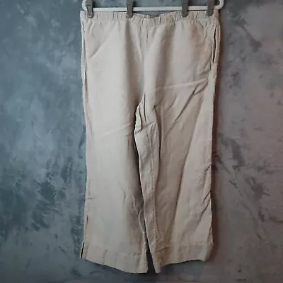 J JILL Pants Womens Medium Cream Beige 100% Linen Wide Leg Elastic Waist Pockets • $17.88