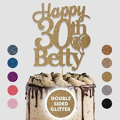 Personalised Cake Toppers Happy Birthday Any Age Any Name 40th 50th 60th 70th • £2.65