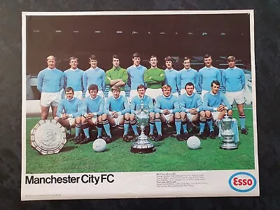 MANCHESTER CITY - Esso Petrol Team Poster - 1970 - EX • £6.99