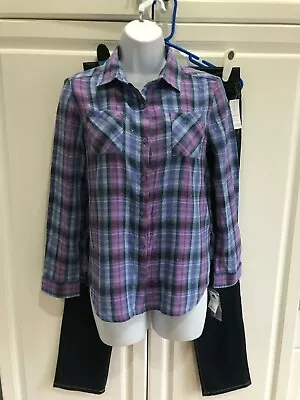 Old Navy Jeans Size 14 Plus With Mudd Girls Shirt Purple/Blue+ Size 16 New • $16.99