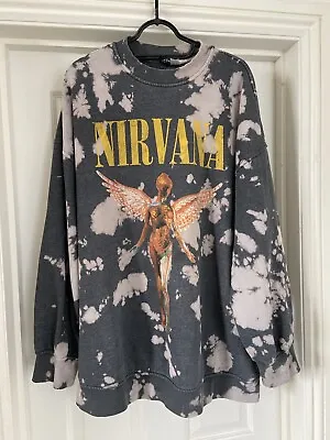 *** H&M Tie Dyed Nirvana Angel Oversized Sweatshirt Size MEDIUM *** • £21