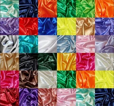 £0.99 • Buy Silky Satin Dress Craft Fabric Plain Luxury Wedding Material 150cm. Wide.