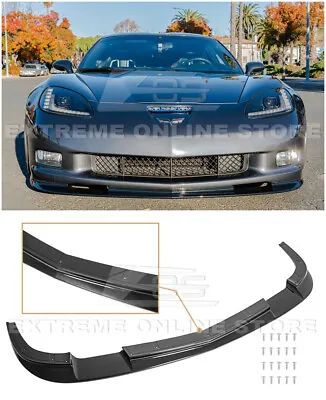For 05-13 Corvette C6 Z06 | ZR1 Style GLOSSY BLACK Front Bumper Lip Splitter • $219.98