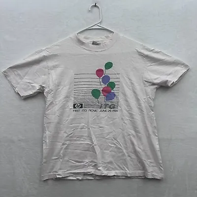 Vintage HP Shirt Mens L White Hewlett Packard ITG Balloon Single Stitch 80s • $29.95