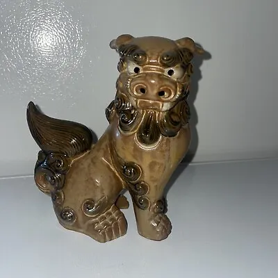 $19.49 • Buy Chinese Brown Ceramic Lion Foo Dog Figurine 6 1/4  Japanese Dragon Statue Figure