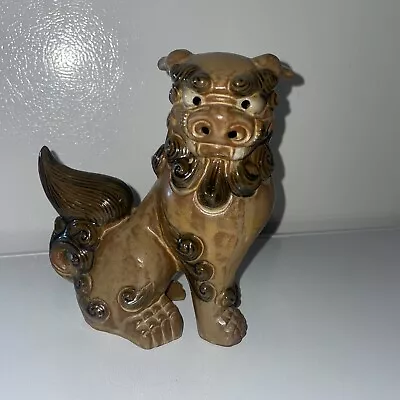 $19.49 • Buy Chinese Brown Ceramic Lion Foo Dog Figurine 6 1/4  Japanese Dragon Statue Figure