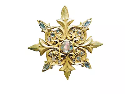 Vintage Gold Gem Snowflake Christmas Ornament 4.5   #G  • $2.99