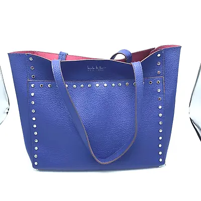 Nicole Miller Studded Handbag Women's Purse Blue Tote Vegan Bag Ladies • $17.94
