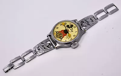 Complete & Original 1930s Ingersoll Mickey Mouse Wristwatch W/ Strap • $149