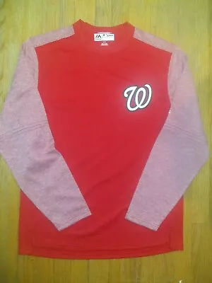 Washington Nationals Authentic Therma Base Red BP Style Pullover Jersey Shirt Md • $34.99