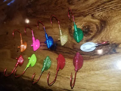 10 Pack Erie Jigs 1/2 OZ Great For Bass And Walleye Stand Up Style Matzuo RED • $16.50