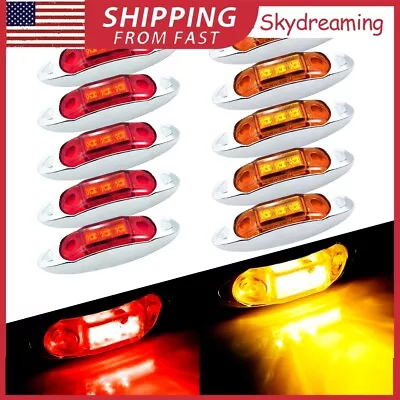 10 3LED Side Amber Marker Red Lights Light Clearance Truck Trailer RV Waterproof • $17.09