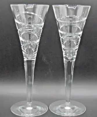 Stuart Crystal Jasper Conran Aura Pattern Boxed Pair Of Champagne Flutes (10362) • £150