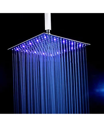 $39 • Buy 8 10 12 16 20  LED Chrome Shower Head Rainfall Square Top Sprayer Shower Faucet