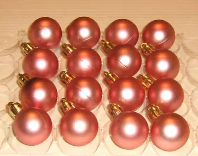 Pink Christmas Mini Ornaments Satin 16 Miniature Balls Non Shatter 7/8  27mm • $10.95