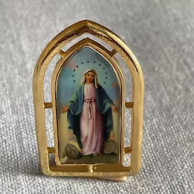 Miraculous Medal Of Our Lady Of Grace Religious Mini Standing Medal Gold Tone • $8.99