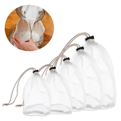 Nut Milk Bag Cooking Wine Strainer Cheese Cloth Nylon Fine Mesh Coffee Filter • £4.72