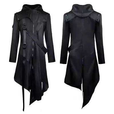 Medieval Retro Gothic Men Trench Coat Halloween Punk Casual Party Hoodie Outwear • $45