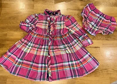 Ralph Lauren Girls Tartan Dress & Bloomers Age 9 Months Ex Con • £10