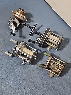 Lot Of 3 Vintage Bait-Casting Fishing Reels Plus 1 Spinning Reel  • $9.99