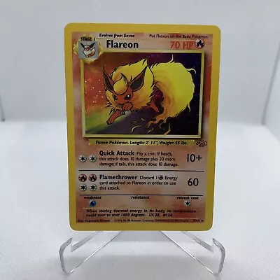 Pokémon TCG Flareon Jungle 3/64 Holo Unlimited Holo Rare WOTC Vintage LP • $29.99