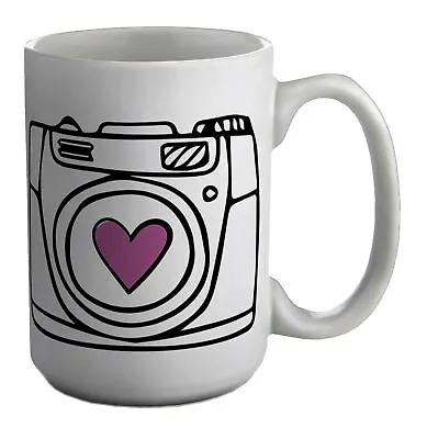 Camera With Pink Heart In The Len White 15oz Large Mug Cup • £9.99