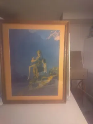 Antique Framed Print Reproduction   Contentment  By Maxfield Parrish • $195