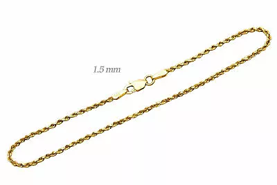 Solid 14k Yellow Gold 1mm-2MM Rope Chain Link Pendant Necklace Men Women 16 -30  • $269