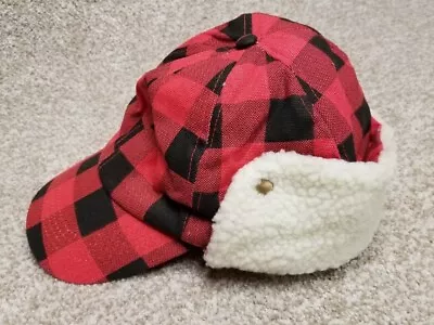 Sherpa Lined Trapper Hat Red Buffalo Plaid Ear Flap Elmer Fudd Cap Adjustable • $11.99