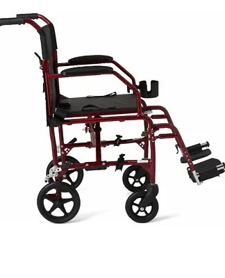 Medline Aluminum Transport Chair With 8” Wheels Red - MDS808210ARE • $135