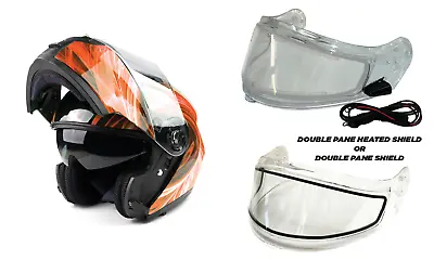 Modular Snowmobile Helmet Electric OR Dual Shield Orange Adult DOT SNOW • $120