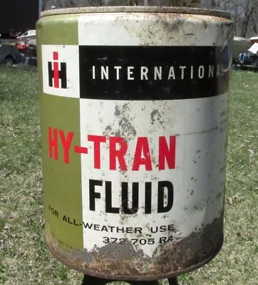 Vtg Ih Big International Harvester Tractor Hy-tran Oil 5 Gal Drum Can • $19