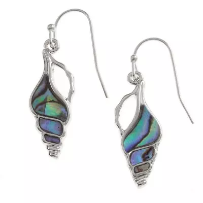 Conch Sea Shell Earrings Paua Abalone Shell Silver Fashion Jewellery Gift Boxed • £10.95