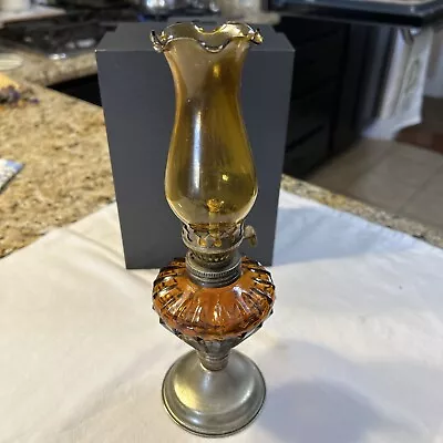 Vintage Small Kerosene Oil Lamp Lantern Amber Glass • $12