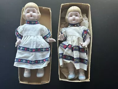 Vintage Twin 7  Sister All Bisque Doll Pair Shackman In Box • $49