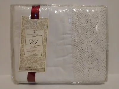 Vintage Victoria’s Secret London KING SIZE CLUNY LACE Flat Sheet In Package • $134.95