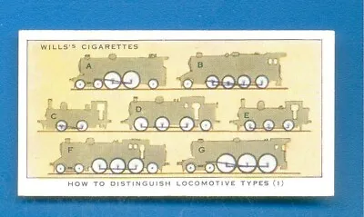 RAILWAY EQUIPMENT.No.21.HOW TO DISTINGUISH LOCOMOTIVE.WILLS CIGARETTE CARD 1938 • £1.50