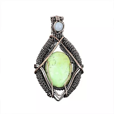 Lemon Chrysoprase Jewelry Copper Gift For Briedsmaid Wire Wrapped Pendant 2.72  • $24.90