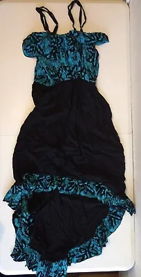 Shoreline Juniors Girls Medium Black Blue Halter Dress Spaghetti Straps  • $11