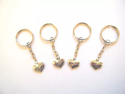 Male Wedding & Family Engraved Heart Favor Key Ring Gift Choice Of Titles • £2.50